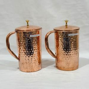Copper Hammered Pitcher With Handle Vintage Style <b>Large</b> Capacity Home Decor Drinkware - Product Image 5