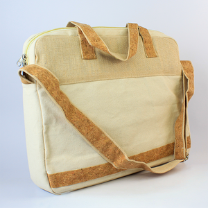 Bolso bandolera para portátil de lona de 15 pulgadas hecho a mano |   Funda para MacBook Ecológica, Acolchada y Resistente a Impactos |   Bolso de Trabajo Profesional de Corcho para Hombre - Product Image 1
