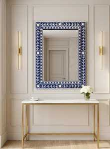 Luxury Bone Inlay Wooden Bohemian Design Eco-Friendly Lightweight Handmade Decorative Wall <b>Hanging</b> <b>Mirror</b> Frame for Bathroom - Product Image 5