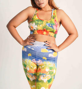 Custom High Quality Hot Fitness Wear Suit Quick Drying Workout Non Pad Sport Bra Women Gym Sportswear Floral Yoga <b>Leggings</b> Set - Product Image 1