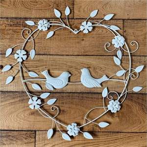 Metal Jasmine Floral Wreath Wall Hanging Decor Painted Leaf Berry Vine Garland Velvet <b>Ribbon</b> Front Door Wall Art - Product Image 6