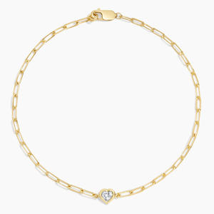 Pulsera de Cadena con Diamantes en Forma de Corazón Engastados en Bisel - Product Image 1