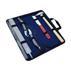 Kit d'outils de ferrage pour chevaux avec marteau à clous, couteau à boucle à extrémité en laiton affûté réglable, râpe double face, couteau à ébavurer rouge - Product Image 1