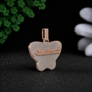 Phoenix Enterprises Custom Butterfly <b>Name</b> VVS Moissanite Pendant Necklace 925 Sterling Silver Rose Gold Plated Free Rope <b>Chain</b> - Product Image 3