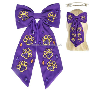 Noeud de cheveux en satin personnalisé avec paillettes réglables pour filles et femmes - Emballage en carton Style européen - Product Image 6