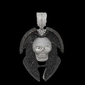 Pendentif Crâne Glacé en Argent Sterling 925 Certifié GIA, Style Hip Hop, Orné de Diamants Moissanite Brillants, Idéal pour un Cadeau d'Anniversaire - Product Image 1