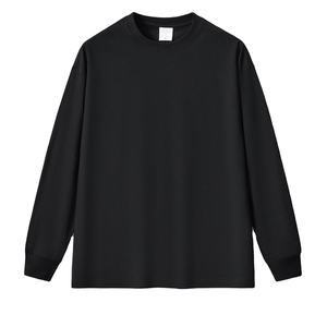 Camisetas básicas de manga larga de algodón en blanco, camisetas OEM de tela personalizada, camisetas de cuello redondo de manga completa con bloque de Color sólido para hombre - Product Image 1