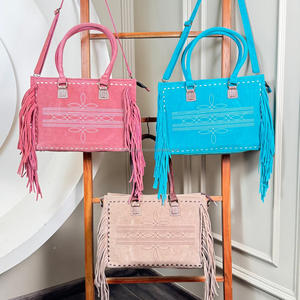 Hot Selling Designer <b>Boot</b> Stitch Hand Tooled Suede Leather Crossbody Shoulder Fringe Handbag <b>for</b> Women's Custom Large Tote Bags - Product Image 5