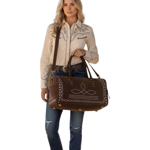 Sac de voyage pliable en daim marron de luxe, style sport décontracté, avec coutures aztèques en polyester, nouveau design, grande capacité, sac de week-end pour homme, vente chaude - Product Image 2