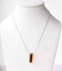 Collier pendentif obélisque géométrique hexagonal en argent sterling 925 avec quartz naturel Vino Prism Cognac - Product Image 6