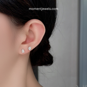 Elegant Oval Moissanite <b>Stud</b> Earrings Luxury Rhodium Plated 925 Sterling <b>Silver</b> Ear <b>Studs</b> Claw Setting Gemstone Inlay Women - Product Image 2