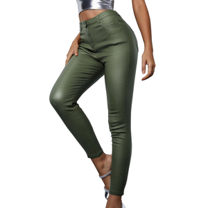 Women Leather Pants Comfortable High Waist Slim Straight Leather Bottoms Factory Direct Bulk Production - Product Image 5