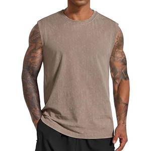 Débardeurs en coton pour hommes, décontractés, effet délavé, coupe ample, légers et respirants, pour l'entraînement et la plage en été - Product Image 1