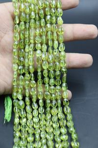 Natural <b>Peridot</b> Smooth Oval Shape Beads 6x8mm 14 Inches <b>Peridot</b> Smooth Beads for Jewellery Making - Product Image 4