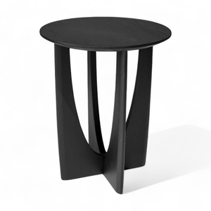 Table d'appoint ronde noire moderne en bois massif, design moderne, meubles pour la maison - Product Image 4