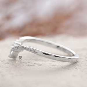 Bague de mariage empilable York Pear en diamant de laboratoire, pavé couronne, 0.28ct 0.32ct 0.35ct 0.37ct 0.44ct, 14K 18K PT950, Bijoux personnalisés - Product Image 5