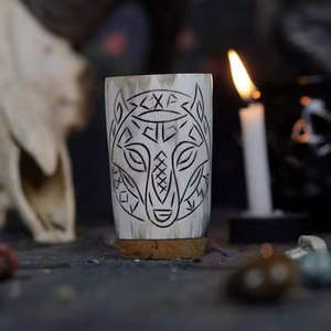 Jarra de cuerno de vaca tallada a mano, estilo Vikingo, ecológica, con diseño elegante, proveedor indio - Product Image 2