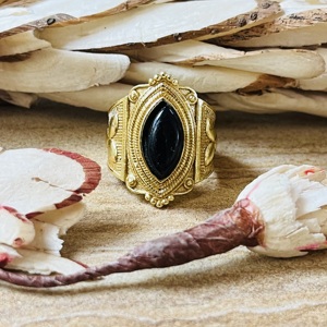 Hot Design Vintage Brass <b>Ring</b> Black Onyx <b>Chunky</b> Boho <b>Ring</b> Statement Gold Plated Handmade <b>Ring</b> Wholesale Tribal <b>Ring</b> For Women - Product Image 1