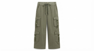PANTALONS CARGO PREMIUM VERT OLIVE, Coupe Classique, 100% Coton Sergé, Style Urbain, Taille Élastique, Respirant, Léger, Décontracté - Product Image 2