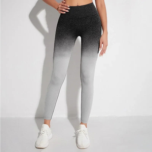 Leggings de sport à taille haute dégradés, longueur intégrale, tricotés, extensibles et respirants, pour le yoga et le fitness féminin, par Salamons - Product Image 3
