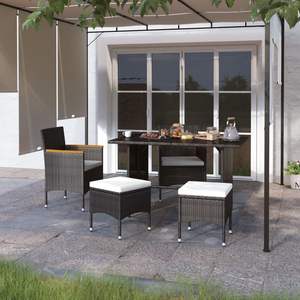 Ensemble de 4 chaises et tabourets de jardin blanc crème et noir pour un confort extérieur - Product Image 1