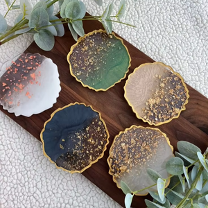 New Arrival Classic Eco-Friendly Multi Colors Irregular Round Resin Stone <b>Coasters</b> <b>Set</b> - Product Image 1