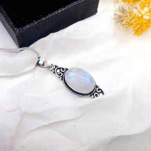 Colgante de piedra lunar arcoíris, plata de ley 925, colgante de piedra preciosa hecho a mano, joyería de piedra lunar natural, regalo para mujer - Product Image 6