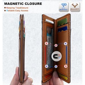 Portafoglio Sottile in Pelle da Uomo con 12 Scomparti per Carte, Chiusura Magnetica Facile, Blocco RFID, Scomparto Semplificato per Banconote, Fermasoldi Pratico - Product Image 2