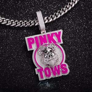 Colgante de cerdo de dibujos animados Pinky Tows, plata 925 con baño de rodio, moissanita, dije temático de hip-hop, unisex, para uso diario - Product Image 3