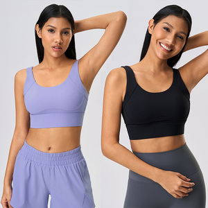 เสื้อชั้นในกีฬาสำหรับผู้หญิงไซส์ใหญ่ขายดีที่สุด แบบยาวพิเศษ รองรับการออกกำลังกายได้ดีเยี่ยม เสื้อครอปท็อปแบบมีฟองน้ำในตัว พร้อมแผ่นเสริมด้านหน้า - Product Image 2