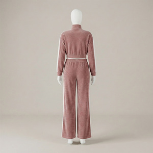 Conjunto Deportivo de Punto para Mujer, Invierno, Manga Larga, con Capucha, Corte Ajustado, Color Sólido, Franja Lateral Bordada, Estilo Casual Urbano - Product Image 3