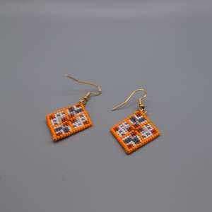Pendientes geométricos naranjas con cuentas, joyería clásica y elegante, pendientes tribales, accesorios artísticos de moda para mujer, fabricación de joyas - Product Image 5