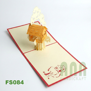 ANN HANDICRAFT Cartes de vœux 3D Pop personnalisées faites à la main 'Maison Arbre Amitié' Carte de remerciement en forme de boîte en papier découpé - Product Image 1