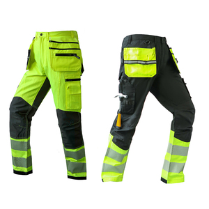 Customizable Logo Support Men's Hi Vis Polyester Safety <b>Work</b> <b>Pants</b> Casual High Visibility Reflective Trousers with <b>Cargo</b> Pockets - Product Image 2