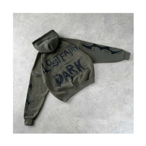 Sudadera con capucha verde oliva oscuro con cremallera |   Sudadera con Capucha Extra Grande | Chaqueta con Capucha Estilo Urbano | Fabricante de Marca Privada OEM - Product Image 1