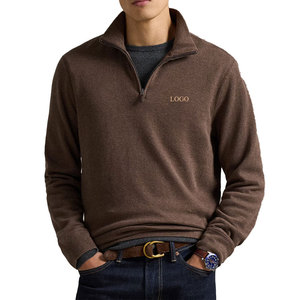 Sudadera 100% Algodón para Hombre, Manga Raglán, Marrón, Cierre de Cremallera de 1/4, Tejido de Punto 300g, Cuello Redondo, Logotipo Bordado, Corte Holgado, para Invierno - Product Image 1