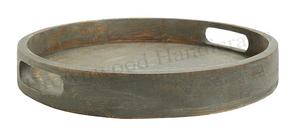 ถาดเสิร์ฟทรงกลมทำจากไม้สีตกแต่งสีขาวเผาด้วยมือไม่เหมือนใคร - Product Image 4