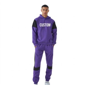 Ensemble de survêtement en molleton de coton personnalisé pour homme, sweat-shirt oversize et pantalon de jogging, streetwear urbain, fournisseur de vêtements en gros - Product Image 1