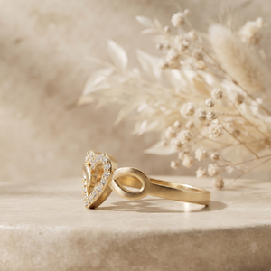 แหวนหัวใจอินฟินิตี้ทองคำ 14k ประดับเพชรพาเว่ แหวนสัญญาสำหรับผู้หญิง แหวนแบบเรียบหรู - Product Image 3
