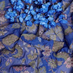 ผ้าจอร์เจตต์ปักลายดอกไม้สีน้ำเงินรอยัลประดับเลื่อม สำหรับชุดเจ้าสาวสุดหรูและชุดสำหรับโอกาสพิเศษ - Product Image 6