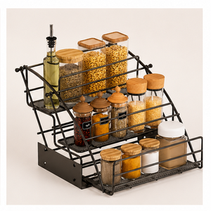 2-Tier Pull Out Spice Rack Organizer for <b>Kitchen</b> Cabinet Metal Seasoning Shelf For <b>Pantry</b> Storage and Space-Saving Organization - Product Image 1