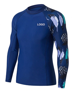 เสื้อรัดกล้ามเนื้อแบบกำหนดเอง 160gsm - เสื้อแขนยาวพิมพ์ลายขนนก - คุณภาพการตรวจจับเข็มขั้นสูง - ชุดว่ายน้ำผู้ชาย - Product Image 2