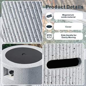 Mesa de Exterior Redonda de 31 Pulgadas para Fogatas de Gas de Óxido de Magnesio, Color Blanco, con Tapa y Cubierta para Lluvia - Product Image 5