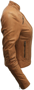 <b>Ladies</b> Casual Tan Fish Leather Blazer Winter Outdoor Fashion Quick Dry <b>Tweed</b> <b>Jackets</b> with Silk Lining - Product Image 5