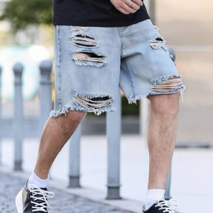 New Style Streetwear 2026 Custom Jeans <b>Men's</b> Clothing Fashion Ripped <b>Patch</b> <b>Men</b> Pants Straight Denim Jean <b>Shorts</b> <b>Men</b> Wholesale - Product Image 1