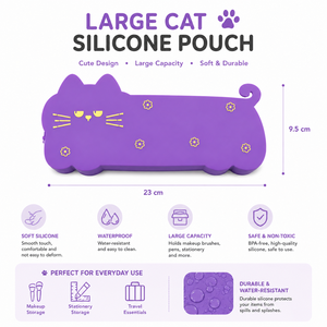Estuche para lápices con diseño de gato grande y lindo, cierre de cremallera, bolsa de maquillaje impermeable, fácil de limpiar, almacenamiento multiusos para artículos de papelería de viaje - Product Image 3