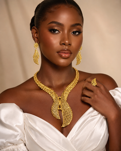 Hot Sale New 24K Gold Plated Brass Leaf Design Box <b>Chain</b> Women's Necklace for African Engagement Anniversary Wedding & Party - Product Image 3