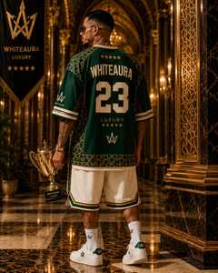เสื้อบาสเก็ตบอลคอกลมแขนสั้นสำหรับผู้ชาย WhiteAura พิมพ์ลายแบบ Sublimated ระบายอากาศได้ดี ผลิตจากโพลีเอสเตอร์ ชุดกีฬา - Product Image 4