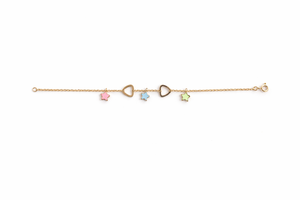 18ct Gold Enamel Star Charm Bracelet for Women Colorful Geometric Link Chain Adjustable Fashion Jewelry Party Daily - Product Image 5