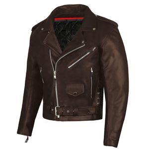 Veste de motard en cuir véritable, coupe-vent, respirante et confortable, de couleur personnalisée pour hommes. - Product Image 1